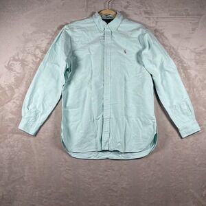 Ralph Lauren Men's Button Down Shirt Beige Pony Preppy Classic L Green